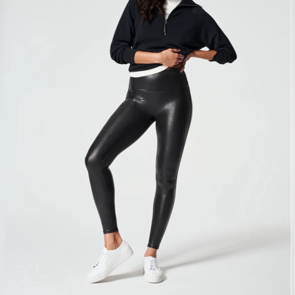 SPANX | Faux Leather Black Leggings | Regular Small